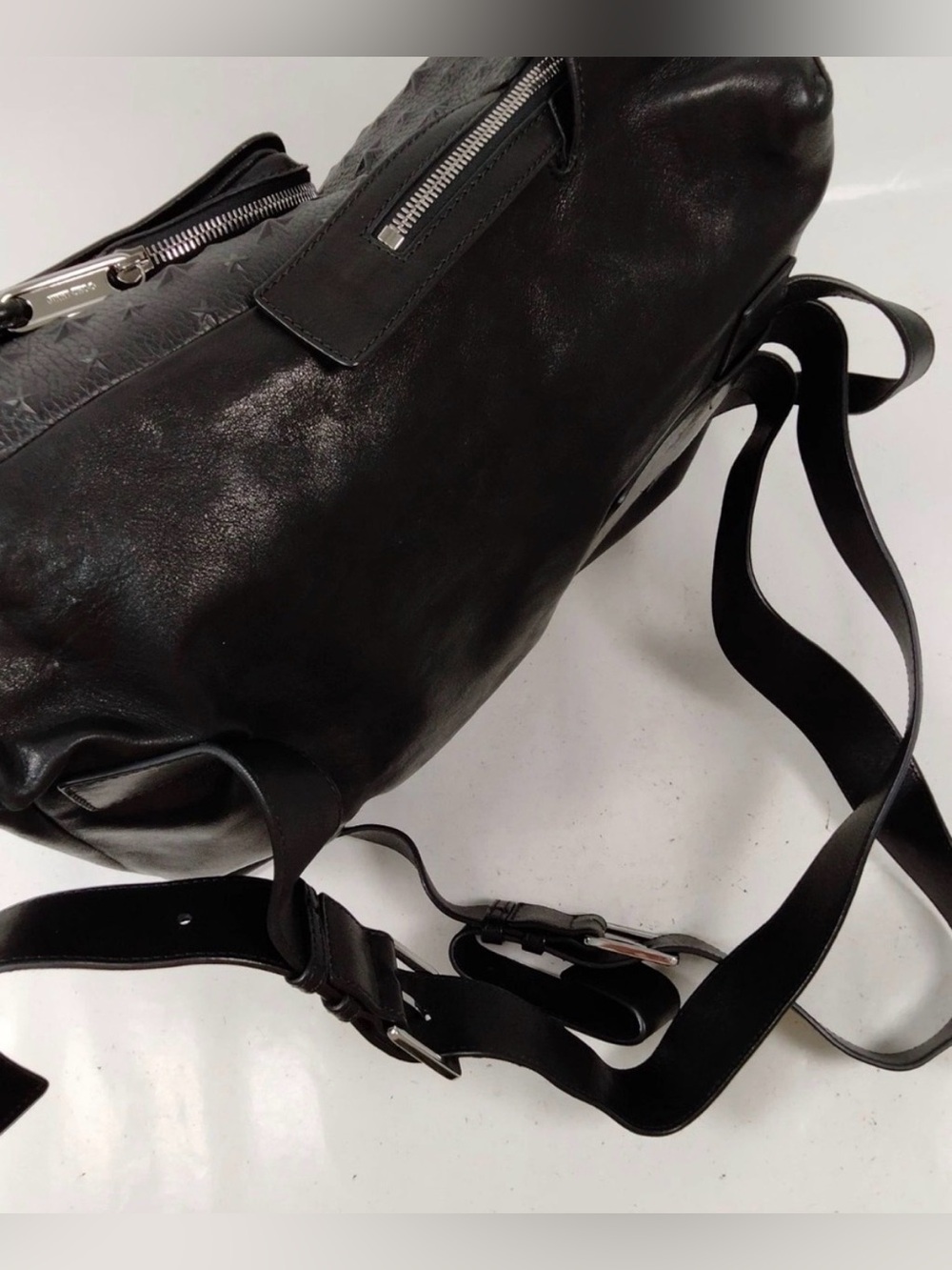 FINAL PRICE Jimmy Choo Black Star-Embossed Leather Backpack with Front Pockets - Picture 4 of 9
